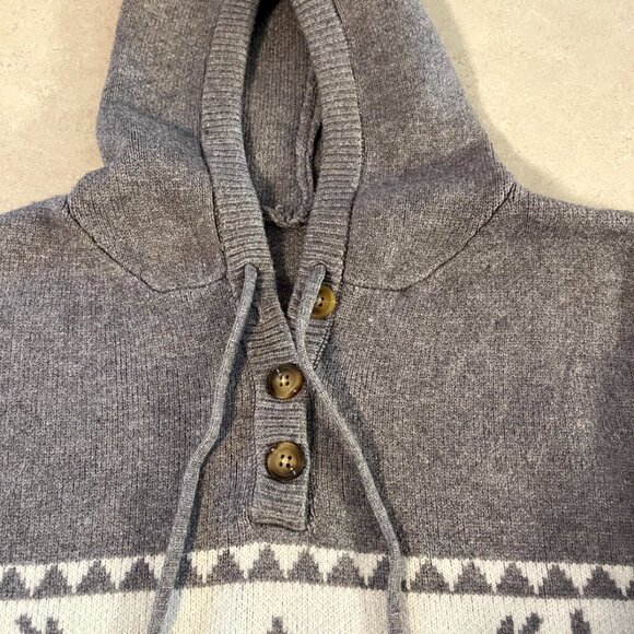 Men's Winter Hoodie sweater Medium Grey & White Pocket Deers and tree Christmas - Picture 3 of 10
